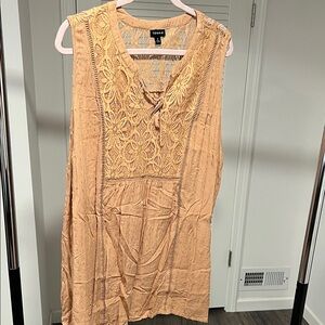 Torrid Brown Sleeveless Lace Blouse
